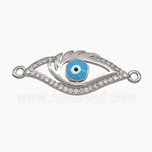Copper Evil Eye Connector Pave Zirconia Enamel Platinum Plated