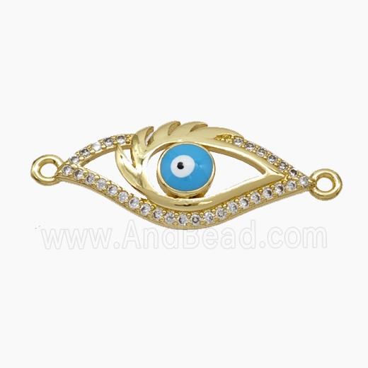 Copper Evil Eye Connector Pave Zirconia Enamel Gold Plated