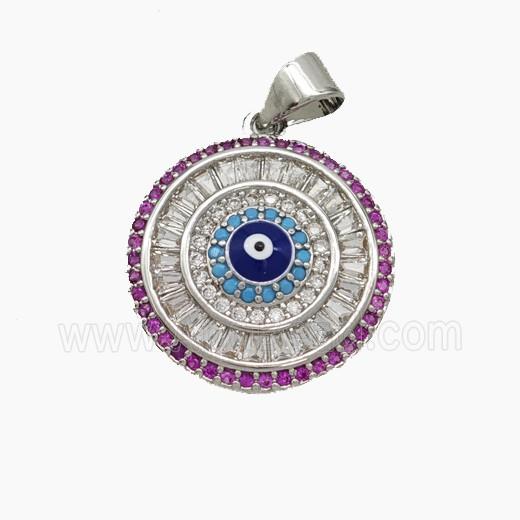 Copper Evil Eye Connector Pave Zirconia Enamel Platinum Plated