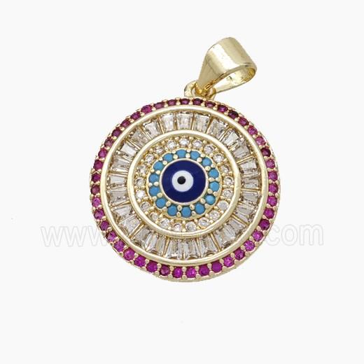 Copper Evil Eye Connector Pave Zirconia Enamel Gold Plated