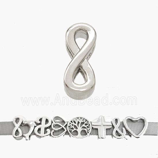 Copper Watchband Beads Number 8 Eight Flat Hole Platinum Plated
