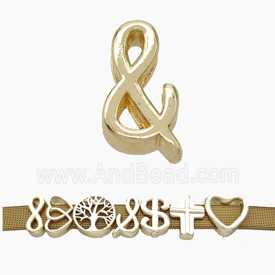 Copper Watchband Beads Ampersand Symbols Flat Hole Gold Plated