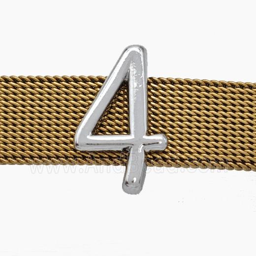 Copper Watchband Beads Number-4 Four Flat Hole Platinum Plated