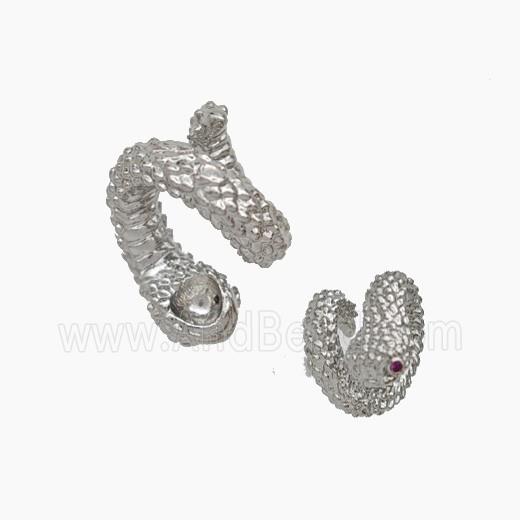 Copper Snake Pendant Nohole Hammered Platinum Plated