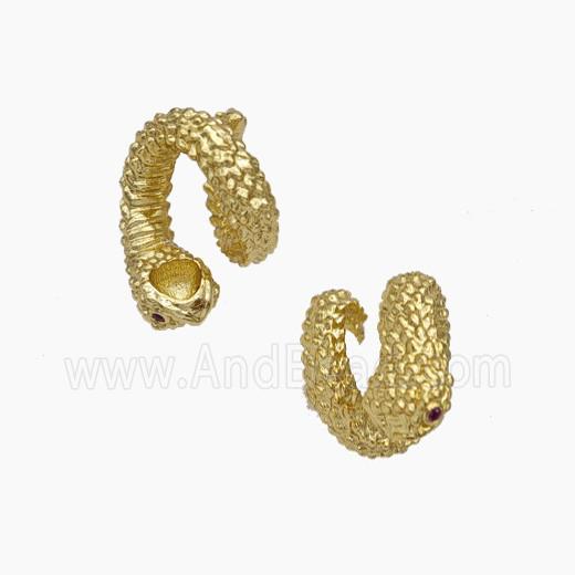 Copper Snake Pendant Nohole Hammered Gold Plated