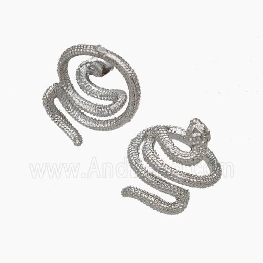Copper Snake Pendant Nohole Platinum Plated