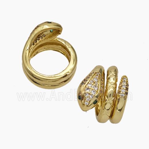 Copper Snake Pendant Pave Zirconia Nohole Gold Plated