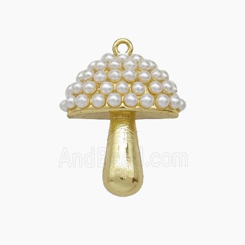 Copper Mushroom Pendant Pave Pearlized Resin Gold Plated