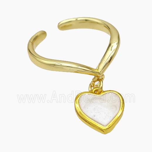 Copper Heart Rings White Painted Gold Plated