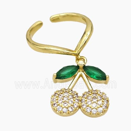 Copper Cherry Rings Pave Zirconia Gold Plated