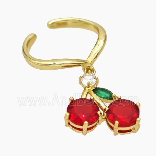 Copper Cherry Rings Pave Zirconia Gold Plated