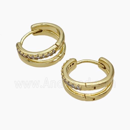 Copper Hoop Earrings Pave Zirconia Gold Plated