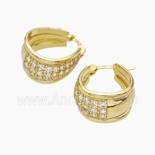 Copper Latchback Earrings Pave Zirconia Gold Plated