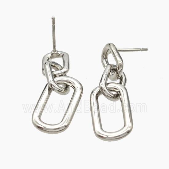 Copper Stud Earrings Platinum Plated