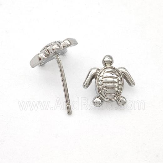 Copper Tortoise Stud Earrings Platinum Plated