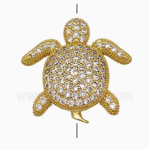 Copper Tortoise Beads Pave Zirconia Gold Plated