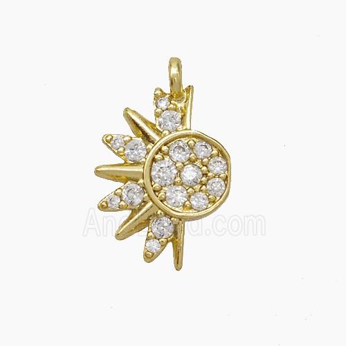 Copper Sun Pendant Pave Zirconia Gold Plated