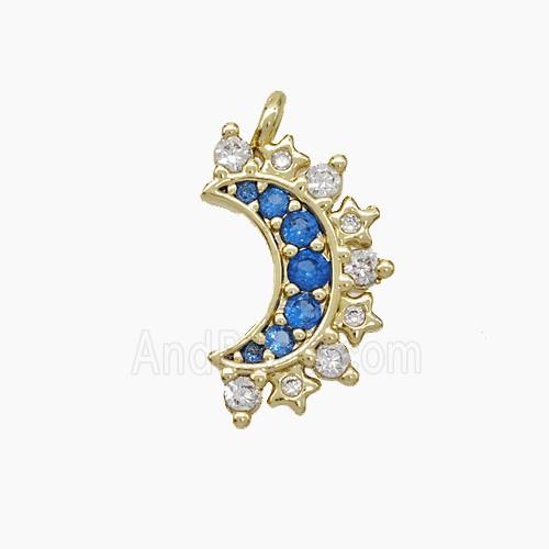Copper Moon Pendant Pave Zirconia Gold Plated