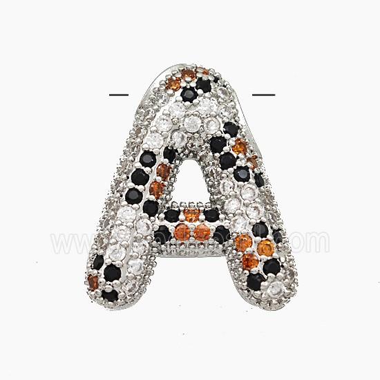 Copper Letter-A Pendant Micropave Zirconia Platinum Plated