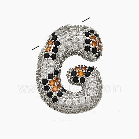 Copper Letter-G Pendant Micropave Zirconia Platinum Plated