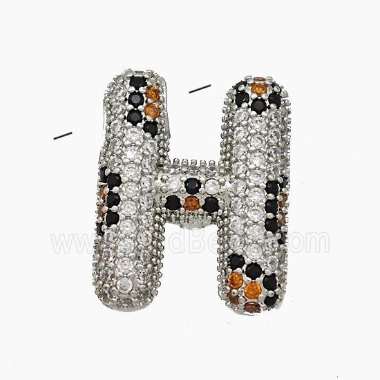 Copper Letter-H Pendant Micropave Zirconia Platinum Plated