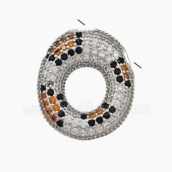 Copper Letter-O Pendant Micropave Zirconia Platinum Plated