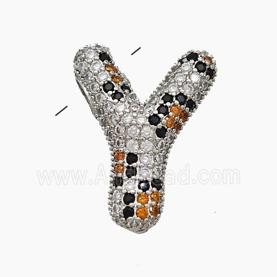 Copper Letter-Y Pendant Micropave Zirconia Platinum Plated