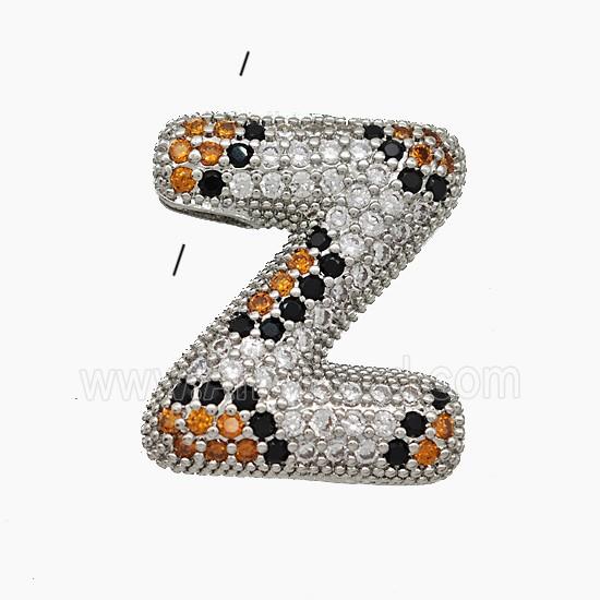 Copper Letter-Z Pendant Micropave Zirconia Platinum Plated