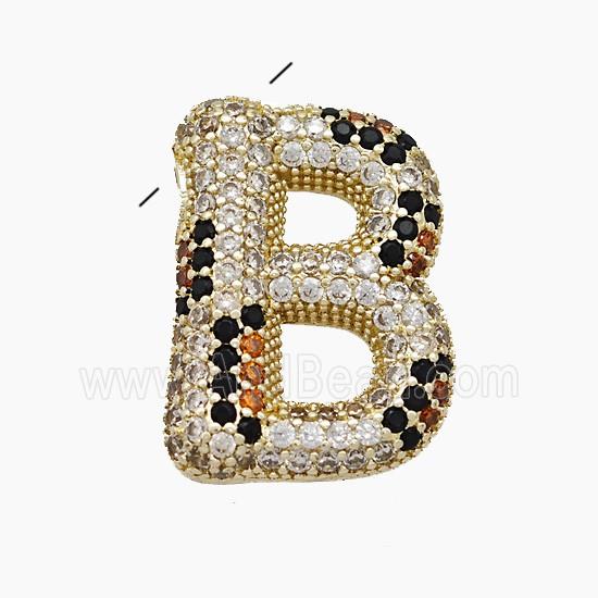 Copper Letter-B Pendant Micropave Zirconia Gold Plated