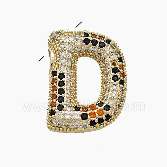 Copper Letter-D Pendant Micropave Zirconia Gold Plated