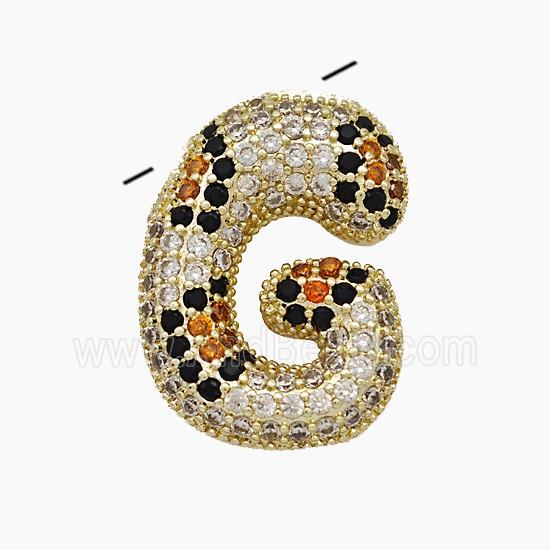 Copper Letter-G Pendant Micropave Zirconia Gold Plated