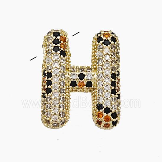 Copper Letter-H Pendant Micropave Zirconia Gold Plated
