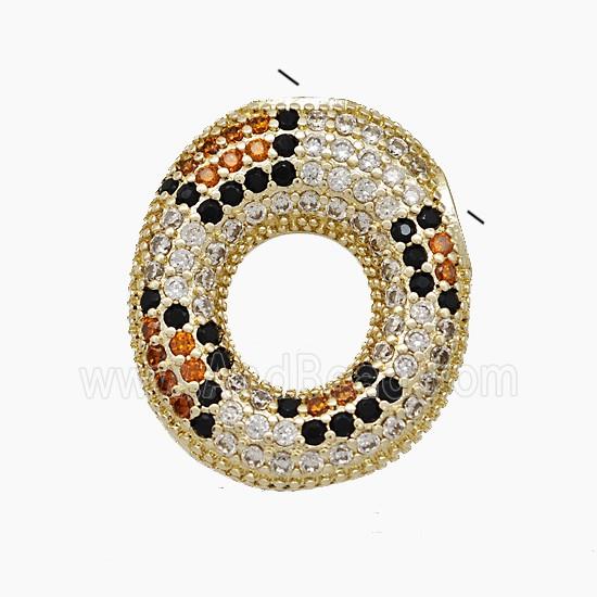 Copper Letter-O Pendant Micropave Zirconia Gold Plated