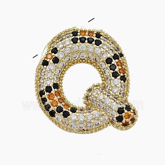 Copper Letter-Q Pendant Micropave Zirconia Gold Plated