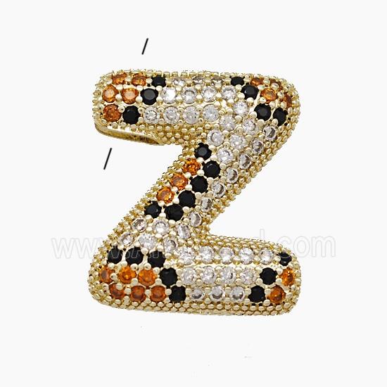 Copper Letter-Z Pendant Micropave Zirconia Gold Plated