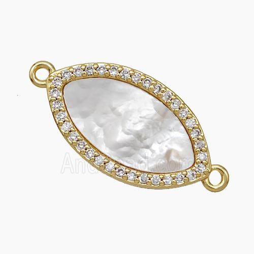 Copper Oval Connector Pave Zirconia Shell 18K Gold Plated