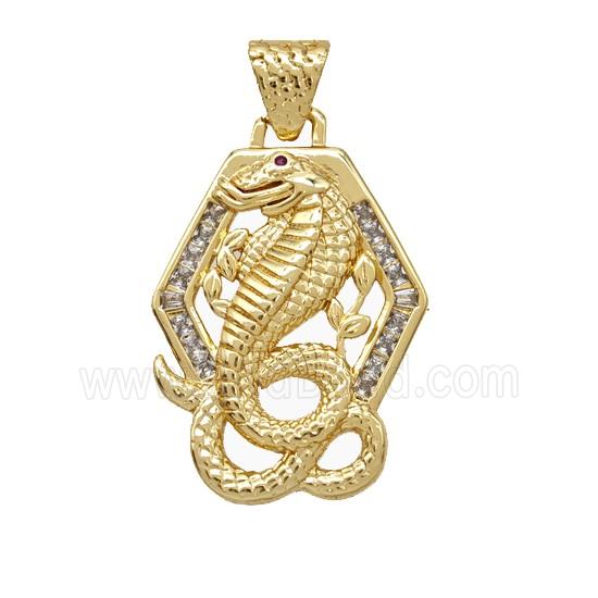 Copper Snake Pendant Pave Zirconia 18K Gold Plated