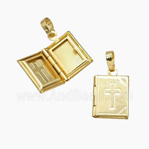 Copper Locket Pendant Cross 18K Gold Plated