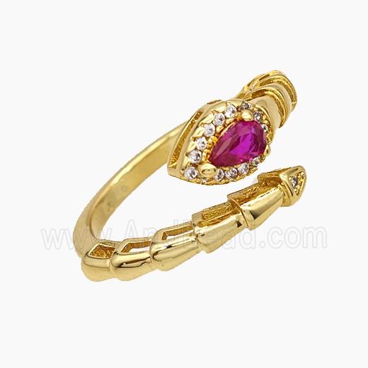 Copper Snake Rings Pave Zirconia 18K Gold Plated
