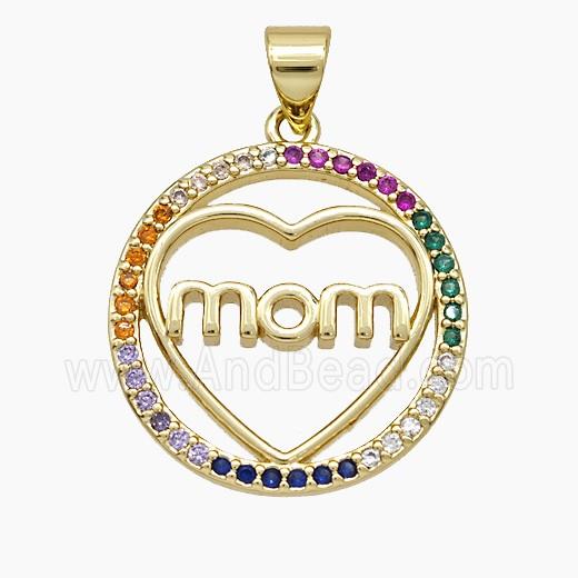 Copper Heart Pendant Pave Zirconia Mom 18K Gold Plated