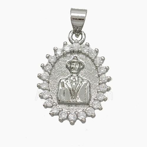 Copper Leader Pendant Pave Zirconia Platinum Plated
