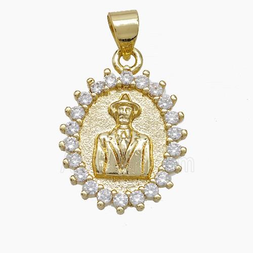 Copper Leader Pendant Pave Zirconia Gold Plated