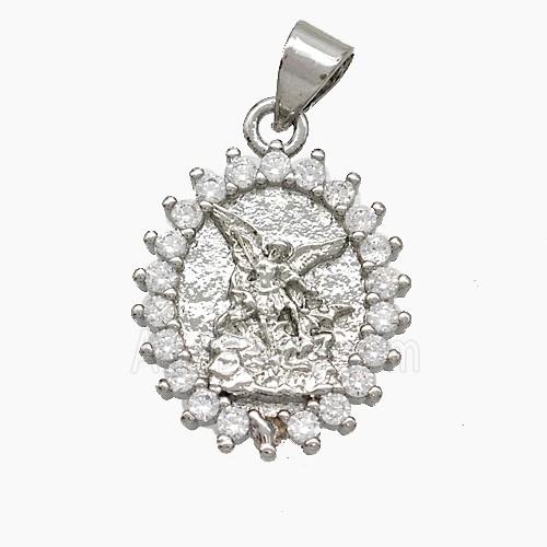 Copper Fairy Pendant Pave Zirconia Platinum Plated