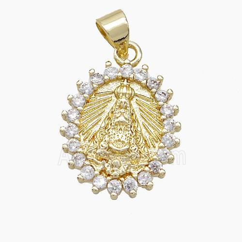 Copper Rope Crown Pendant Pave Zirconia Gold Plated