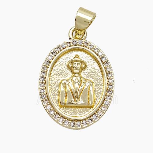 Copper Leader Pendant Pave Zirconia Gold Plated