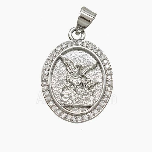 Copper Fairy Pendant Pave Zirconia Platinum Plated