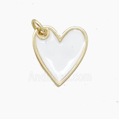 Copper Heart Pendant White Enamel Gold Plated