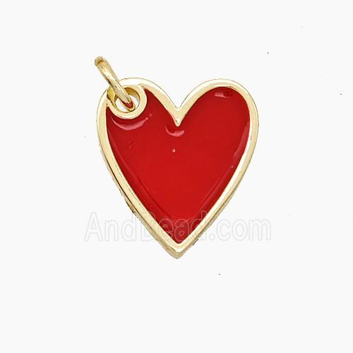 Copper Heart Pendant Red Enamel Gold Plated