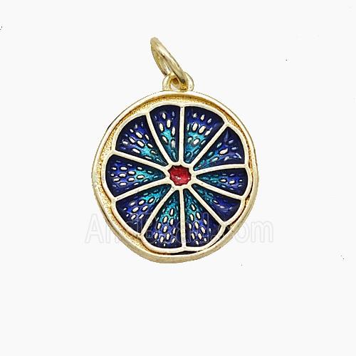 Lemon Sliced Charms Copper Pendant Painted Gold Plated