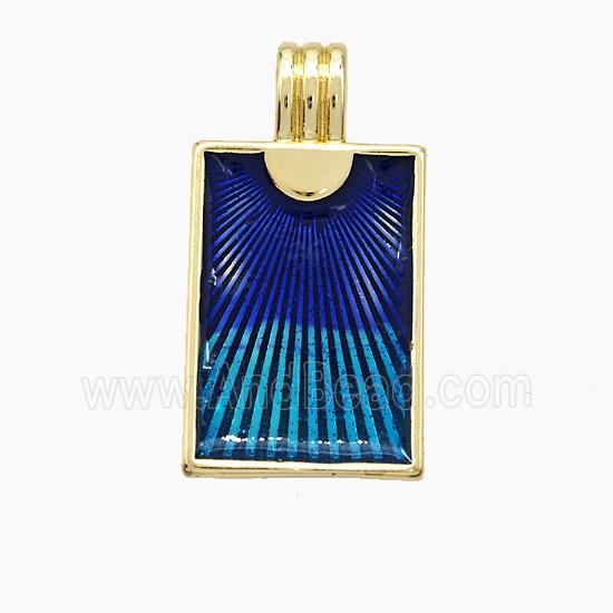 Copper Sun Pendant Painted Rectangle Gold Plated